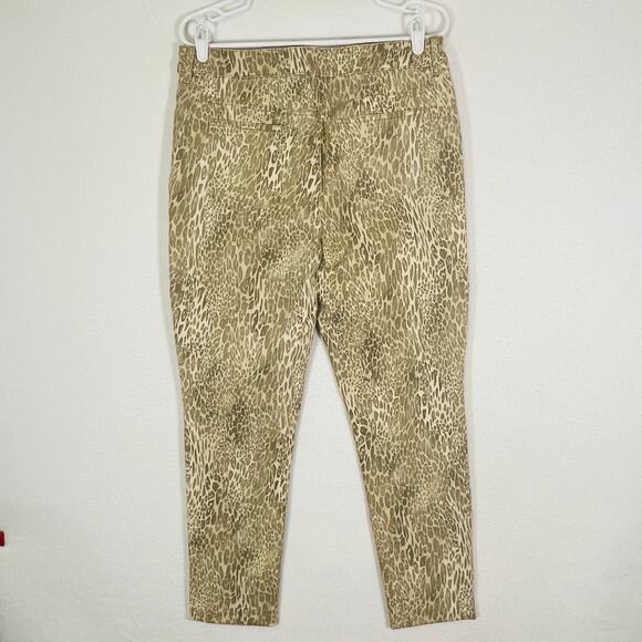 Chico's Pants Womens 10 Cream Tan Cheetah Cat Sparkle Stretchy Jeggings Jeans - Picture 6 of 9